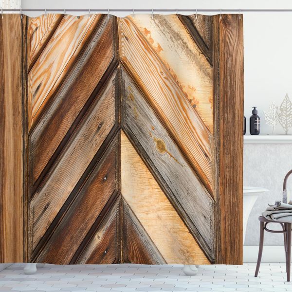 Abakuhaus Tenda Da Doccia Vintage, Grunge Natur Garten, Impermeabile, Inclusi 12 Anelli, Resistente A Batteri E Muffe, 175 X 240 Cm, Marrone-image