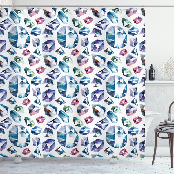 Abakuhaus Tenda Da Doccia Diamant, Diamant Edelsteine Braut, Stampa Digitale Su Tessuto, Incl. 12 Ganci, Resistente Al Lavaggio, Impermeabile, Antibatterica, 175 X 180 Cm, Multi-image