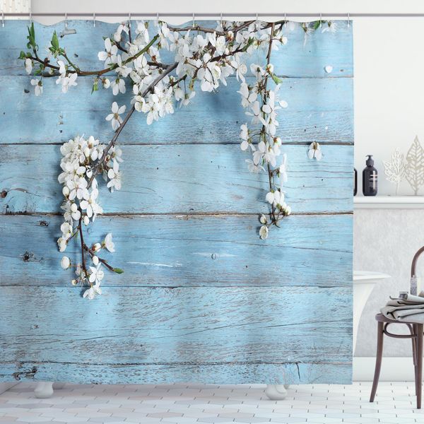 Abakuhaus Tenda Da Doccia Vintage, Grunge Natur Garten, Impermeabile, Incl. 12 Anelli, Resistente A Batteri E Muffe, 175 X 200 Cm, Marrone-image
