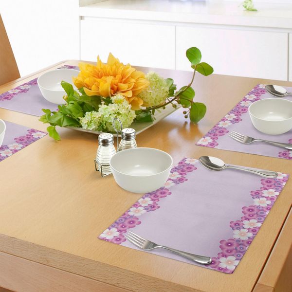 Tovagliette Abakuhaus Malva, Petali Floreali Femminili Nei Toni Del Viola, Stagione Primaverile, Fiori, Bellezza, Profumo, Natura, Decorazioni Da Tavola In Tessuto Resistente Al Lavaggio Per La Sala Da Pranzo E La Cucina, Rosa-image