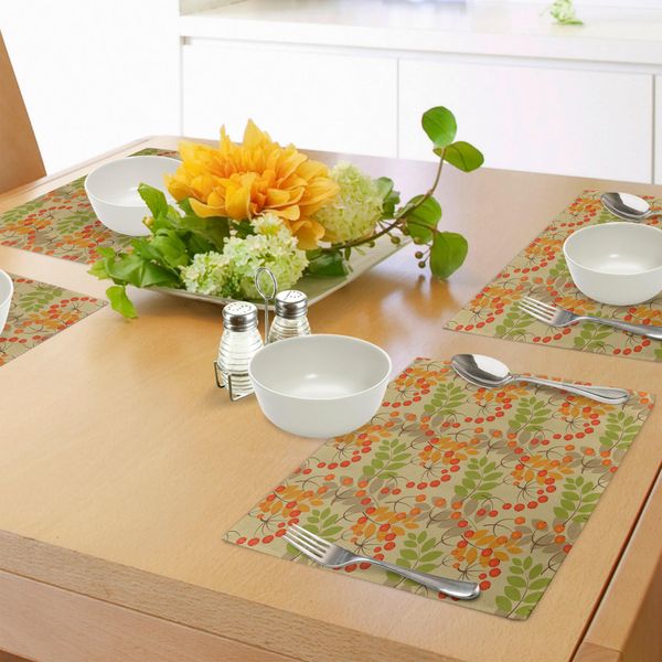 Abakuhaus Tovagliette In Sorbo, Motivo Grafico Chiaro E Colorato Con Frutti Autunnali Dai Colori Caldi, Stampa Digitale Su Tessuto Lavabile, Decorazione Per La Tavola, Cucina, Multicolore-image