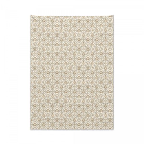 Arazzo Abakuhaus Damask, Linee Decorative Quadrate In Morbido Tessuto Microfibra, Colori Chiari Che Non Sbiadiscono, Lavabile, 110 X 150 Cm, Cacao Avorio-image