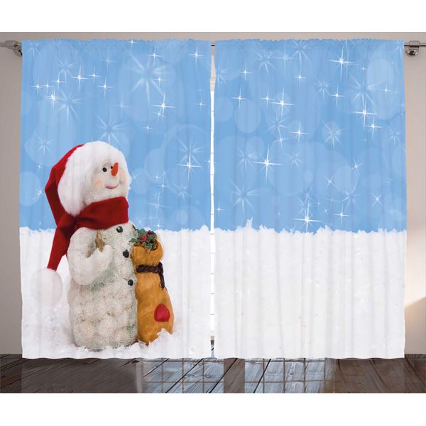 Abakuhaus Tenda Rustica Con Motivo Pupazzo Di Neve, Inverno-Natale, Soggiorno, Nastro Universale, Con Passanti E Ganci, 280 X 175 Cm, Multicolore-image