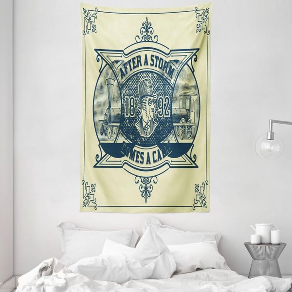 Abakuhaus Grigio Giallo Arazzo E Copriletto, Scena Industriale Tranquilla In Morbido Tessuto Microfibra Lavabile Senza Scolorimento Stampa Digitale, 140 X 230 Cm, Grigio Giallo-image