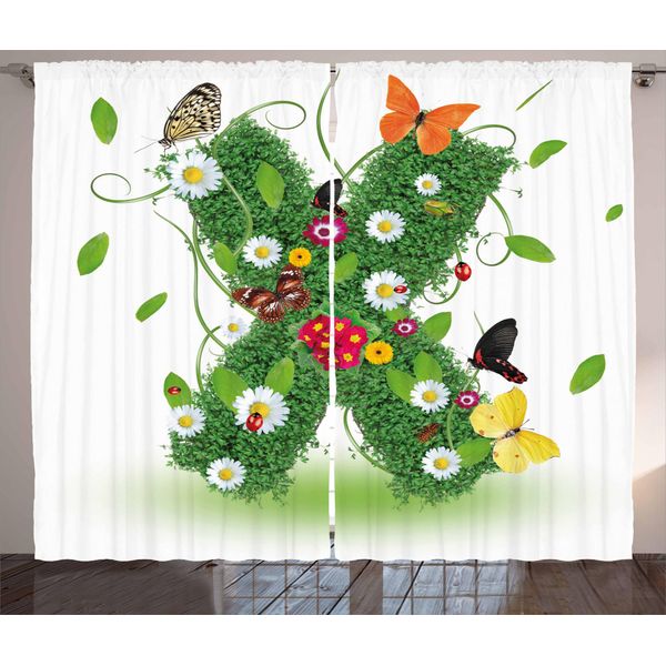 Abakuhaus Lettera X Tenda Rustica, Alfabeto A Tema Primaverile, Tende Universali Per Soggiorno Con Passanti E Ganci, 280 X 175 Cm, Multicolore Verde-image