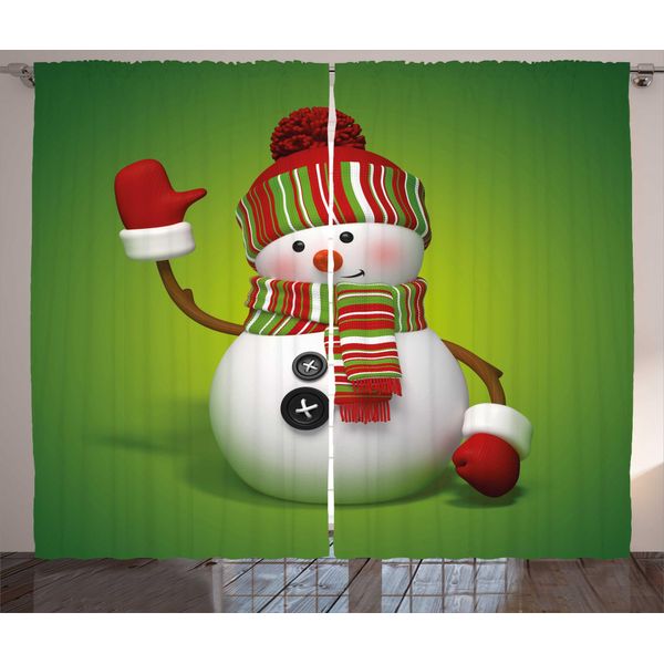 Abakuhaus Pupazzo Di Neve Tenda Rustica, Mascotte Tradizionale 3D, Soggiorno Tenda Universale Con Passanti E Ganci, 280 X 175 Cm, Verde Bianco Rosso-image