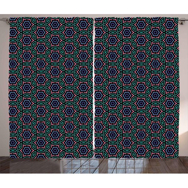 Abakuhaus Tenda Rustica Astratta, Motivi Floreali, Soggiorno Nastro Universale Tende Con Passanti E Ganci, 280 X 175 Cm, Multicolore-image