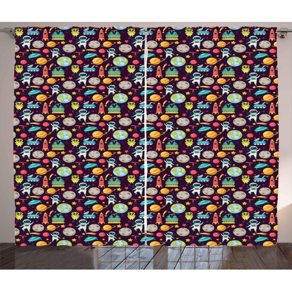 Abakuhaus Tenda Rustica, Motivo Galaxy Party, Tenda Con Passanti E Ganci Per Camera Da Letto, 280 X 175 Cm, Multicolore-image
