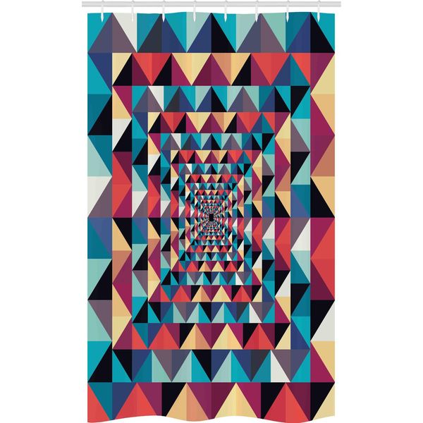 Abakuhaus Tenda Da Doccia Moderna Stretta, Patchwork Visivo Retrò, Set Decorativo Per Bagno In Tessuto Con Ganci, 120 X 180 Cm, Multicolore-image