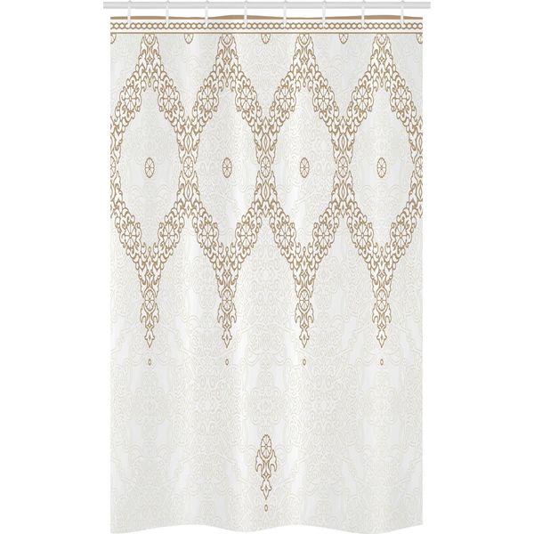 Abakuhaus Tenda Da Doccia Marocchina Stretta, Eastern Element Crema, Set Decorativo Per Bagno In Tessuto Con Ganci, 120 X 180 Cm, Bianco Umbra Cammello-image