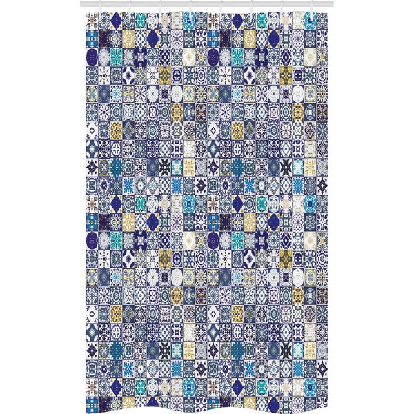 Abakuhaus Tenda Da Doccia Marocchina Stretta, Vendemmia Mediterranea, Set Decorativo Per Bagno In Tessuto Con Ganci, 120 X 180 Cm, Multicolore-image