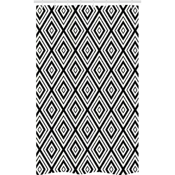 Abakuhaus Nero E Bianco Tenda Da Doccia Stretta, Motivo A Rombi, Set Decorativo Per Bagno In Tessuto Con Ganci, 120 X 180 Cm, Bianco Nero-image