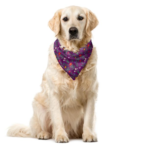 Abakuhaus Bandana Per Animali Domestici Sempreverde, Vari Fiori Primaverili, 40X40 Cm, Malva Scuro Multicolore-image