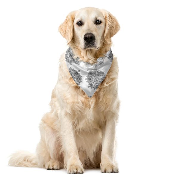 Abakuhaus Bandana Etnica Per Animali Domestici, Ispirata Al Mandala Folk, 40X40 Cm, Grigio E Bianco-image