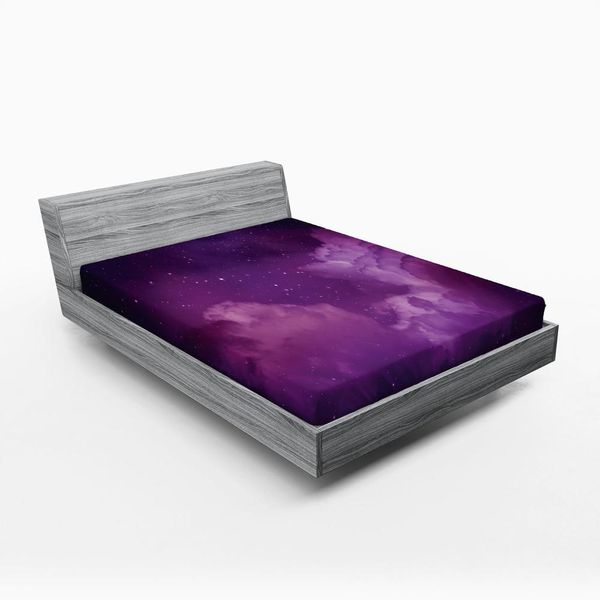Abakuhaus Lenzuolo Con Angoli Nebel, Immagine Cosmica Delle Stelle Nel Cielo Notturno Con Immagine Mistica Delle Nuvole, 90 X 200 Cm, Indaco Magenta-image