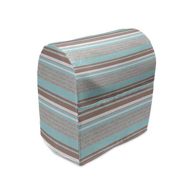 Copertura Per Frullatore Abakuhaus, Strisce Orizzontali, Custodia Per Elettrodomestici Da Cucina Con Tasche, 36 X 39 X 24 Cm, Seafoam Umber E Bianco-image
