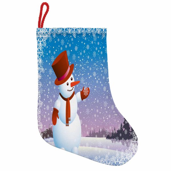 Abakuhaus Pupazzo Di Neve Stivali Di Babbo Natale Da Appendere Calze Di Natale, Felice Nevicata Cartoon, Calza Di Natale Da Appendere, 25X35 Cm, Multicolore-image