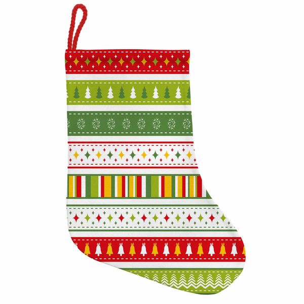 Abakuhaus Natale Stivali Di Babbo Natale Da Appendere Calze Natalizie, Bordi Tradizionali, Calza Natalizia Da Appendere, 35X50 Cm, Verde Lime Giallo Rosso-image