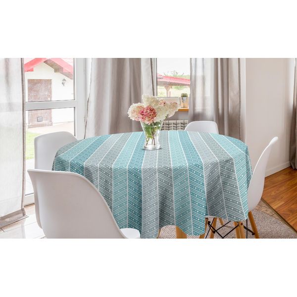 Abakuhaus Tovaglia Geometrica Rotonda, Arte Astratta Rettangoli, Tovaglia Circolare Per Sala Da Pranzo, Decorazione Cucina, 150 Cm, Azzurro Pallido, Azzurro Cielo-image