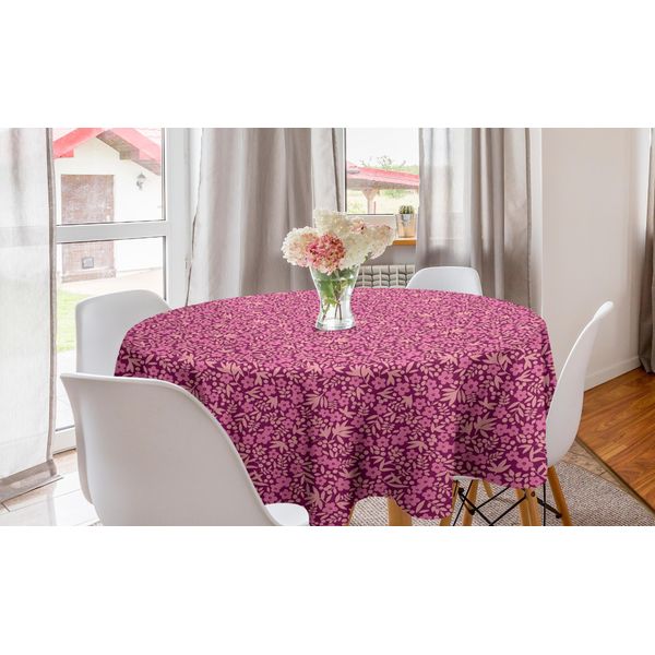 Abakuhaus Tovaglia Rotonda Con Fiori, Petali Romantici, Tovaglia Circolare Per Sala Da Pranzo, Decorazione Cucina, 150 Cm, Rosa Pallido-image