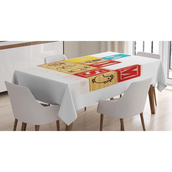 Abakuhaus Tovaglia Per L'autismo, Messaggi Con Blocchi Impilati, Stampa Personalizzata Colori Vivaci Senza Scolorimento Lavabile Per Uso Esterno, 140 X 200 Cm, Multicolore-image