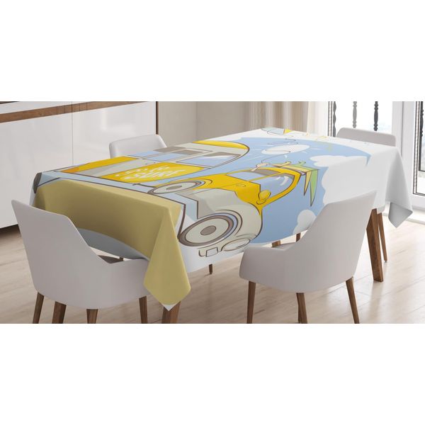 Abakuhaus Tovaglia Da Surf, Cartone Animato Pastello Van Auto, Impermeabile Lavabile Con Colori Chiari E Visibili Che Non Sbiadiscono Personalizzata, 140 X 240 Cm, Multicolore Bianco-image