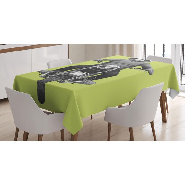 Abakuhaus Wunderlich Tovaglia, Raccoon Rides Motocicletta, Facile Da Lavare, Resistente Allo Sporco E Con Colori Chiari, Stampa Di Alta Qualità, 140 X 240 Cm, Verde Chiaro E Grigio-image