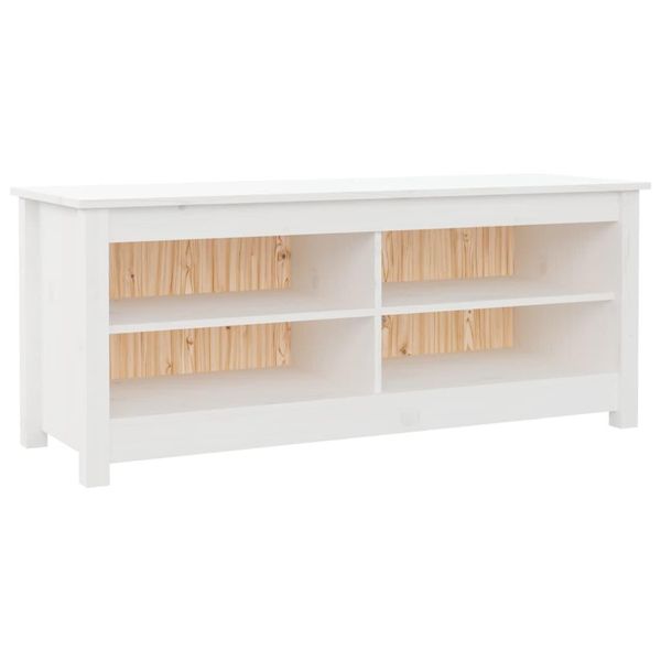 Vidaxl Panca Per Scarpe Bianca 110X38X45,5 Cm In Legno Di Pino Massiccio-image