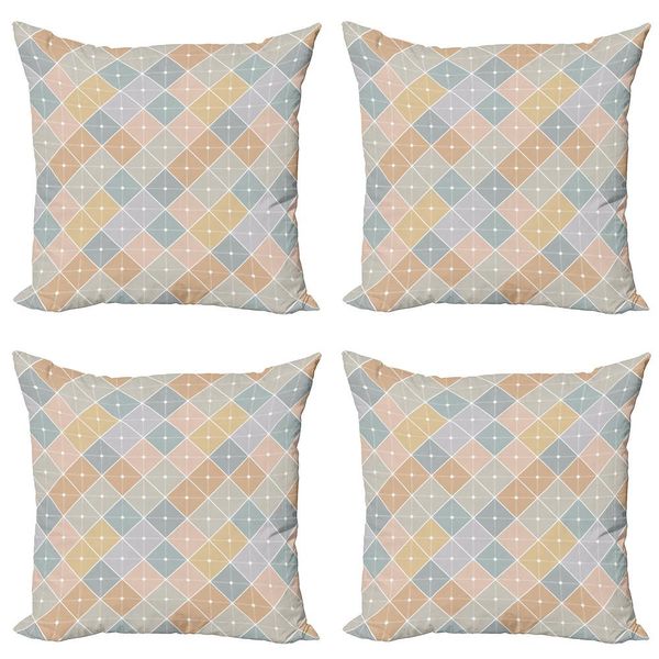 Abakuhaus Set Di Federe Astratte (4 Pezzi), Forme Romboidali, Stampa Digitale Moderna Su Entrambi I Lati, 45 Cm X 45 Cm, Multicolore-image