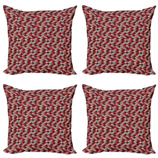 Abakuhaus Set Di Federe Astratte (4 Pezzi), Decorazione Waves, Stampa Digitale Moderna Su Entrambi I Lati, 40 Cm X 40 Cm, Multicolore-image
