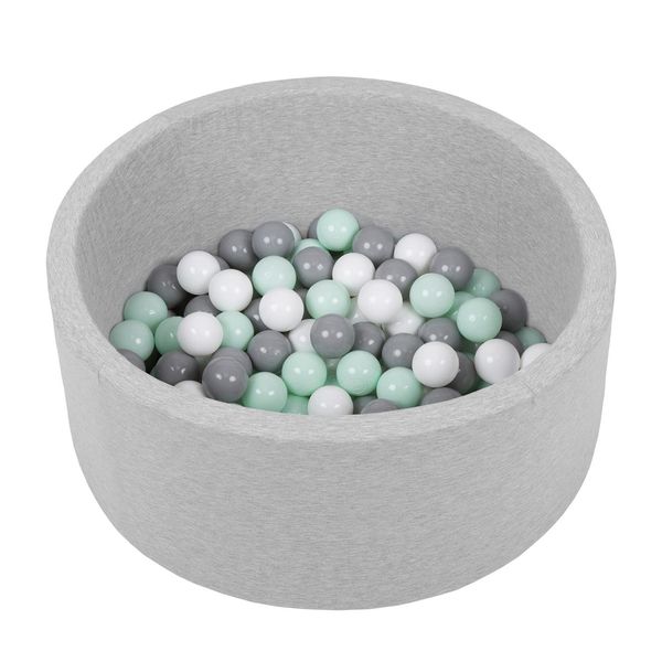 Piscina Per Bambini Selonis Con Palline 70X30Cm/150 Palline Rotonde, Grigio Chiaro: Bianco/Grigio/Blu-image