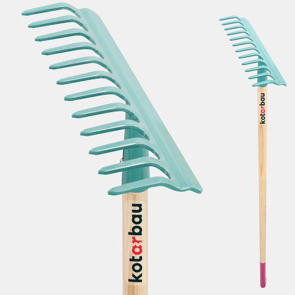 Kotarbau® Rastrello A 12 Denti In Acciaio Con Manico In Legno Rastrello Da Giardino Rastrello Da Giardino-image