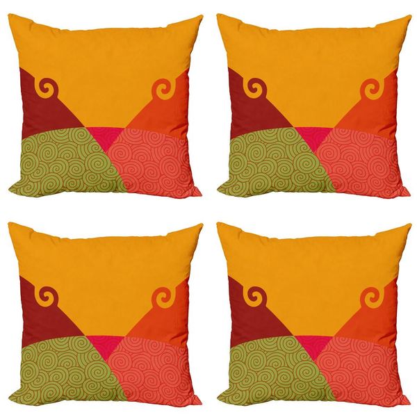 Abakuhaus Set Di Federe Astratte (4 Pezzi), Vortici E Turbolenze, Stampa Digitale Moderna Su Entrambi I Lati, 45 Cm X 45 Cm, Multicolore-image