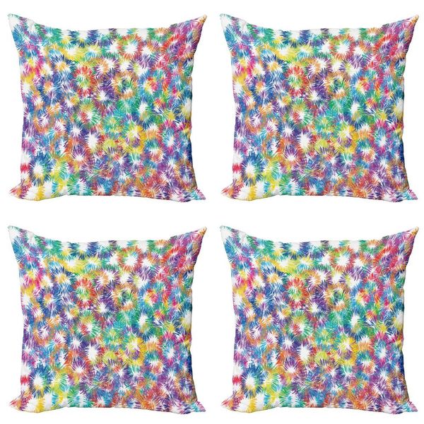 Abakuhaus Set Di Federe Moderne (4 Pezzi), Fuochi D'artificio Astratti, Stampa Digitale Moderna Su Entrambi I Lati, 45 Cm X 45 Cm, Multicolore-image
