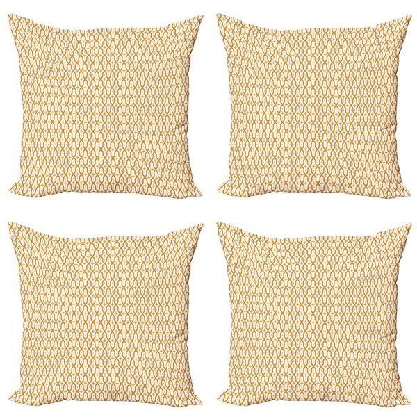 Abakuhaus Set Di Federe Astratte (4 Pezzi), Vettore Senza Cuciture, Stampa Digitale Moderna Su Entrambi I Lati, 60 Cm X 60 Cm, Bianco Marigold-image