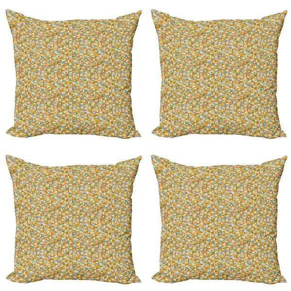 Abakuhaus Set Di Federe Astratte (4 Pezzi), Fiore Della Vita Vendemmia, Stampa Digitale Moderna Su Entrambi I Lati, 40 Cm X 40 Cm, Multicolore-image