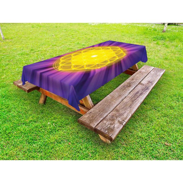 Abakuhaus Tovaglia Viola Mandala Per Esterni, Geometria Sacra Con Motivo "Fiore Della Vita"" E Raggi Viola, Multicolore, 145X210 Cm"-image