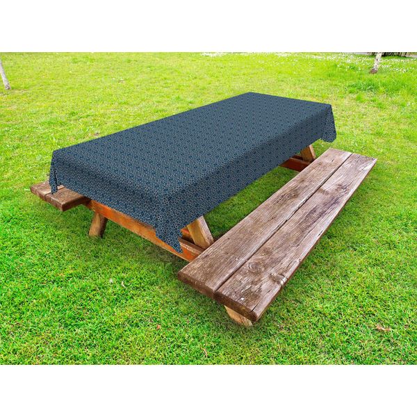 Abakuhaus Tovaglia Orientale Per Esterni, Bellissimo Motivo Etnico Con Ispirazioni Arabeschi, Turchese Blu Scuro, 145X210 Cm-image
