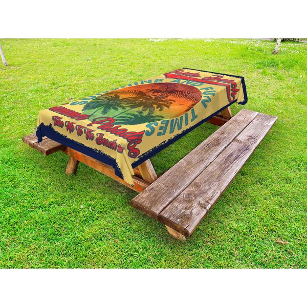 Abakuhaus Florida Tovaglia Da Esterno, Sole E Divertimento - Paradiso Terrestre, Che Sogna Viaggi Estivi E Vendemmia, Multicolore, 145X305 Cm-image