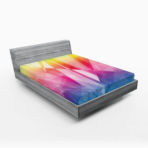 Abakuhaus Lenzuolo Con Angoli, Linee Geometriche Mosaico Arcobaleno Forma Astratta, 120 X 190 Cm, Multicolore-image