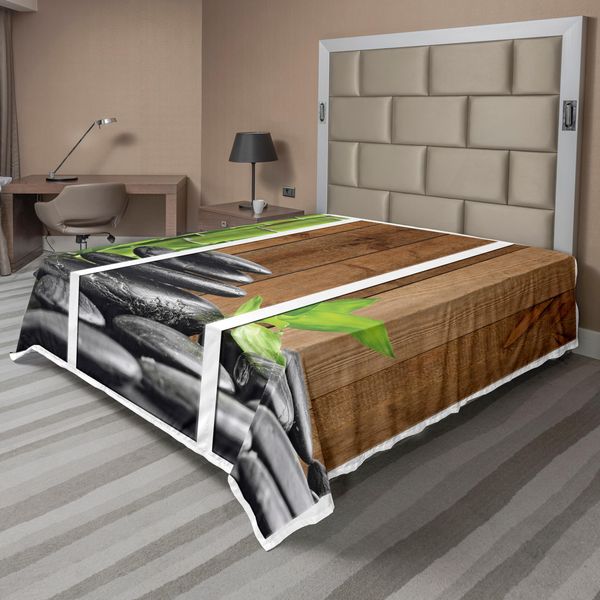 Abakuhaus Lenzuolo, Nave Sull'oceano A Vele Spiegate - Composizione Grafica Digitale, Lenzuolo Morbido E Confortevole Per Un Letto Decorativo 1 Pezzo 260 Cm X 228 Cm, Grigio Scuro Marrone Verde-image