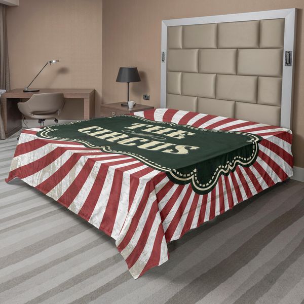 Abakuhaus Lenzuolo Da Letto Circo, Classico Spettacolo Circense Tema Antiquariato Arte Stampa, Morbido E Confortevole Lenzuolo Superiore Per Un Letto Decorativo 1 Pezzo 266 Cm X 260 Cm, Verde Smeraldo Crema Rubino-image