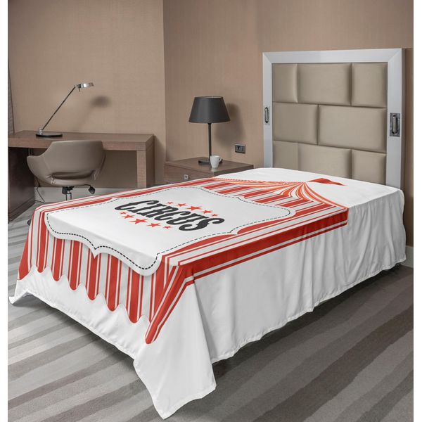 Abakuhaus Lenzuolo Da Letto Circo, Tendone Da Circo, Pennone, Festival, Gioia Infantile, Tempo Libero, Tema, Stampa Artistica, Lenzuolo Morbido E Confortevole Per Un Letto Decorativo, 1 Pezzo, 260 Cm X 168 Cm, Arancione E Grigio Carbone.-image