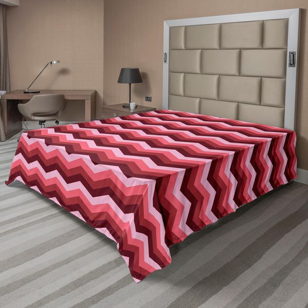 Abakuhaus Lenzuolo Angolare, Motivo Decorativo Zig Zag Colorato, Simmetria Moderna, Tema Femminile, Lenzuolo Superiore Morbido E Confortevole Per Un Letto Decorativo, 1 Pezzo, 244 Cm X 205 Cm, Bordeaux Rubino Corallo-image