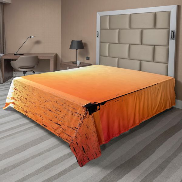Abakuhaus Lenzuolo A Vela, Yacht Solitario Al Tramonto Gara Velica Squadra Vincitrice, Lenzuolo Morbido E Confortevole Per Un Letto Decorativo 1 Pezzo 244 Cm X 205 Cm, Arancione Giallo-image