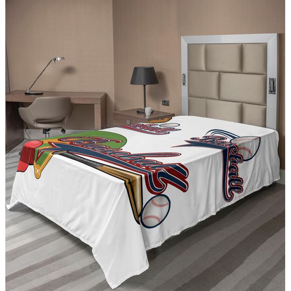 Abakuhaus Lenzuolo Sportivo, Palla Da Baseball, Mazza Da Baseball, Palla Dura, Forniture Per Allenamento, Squadra, Diversi Modelli, Lenzuolo Morbido E Confortevole Per Un Letto Decorativo, 1 Pezzo, 260 Cm X 168 Cm, Multicolore-image