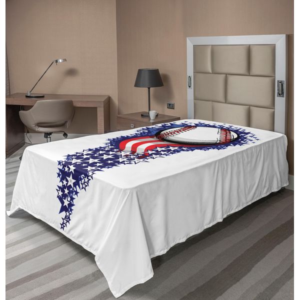 Abakuhaus Lenzuolo Sportivo, Bandiera A Stelle E Strisce Fuochi D'artificio Patriottici Baseball Festa Bandiere Grafica, Lenzuolo Morbido E Confortevole Per Un Letto Decorativo 1 Pezzo 260 Cm X 168 Cm, Bianco Viola Rosso-image