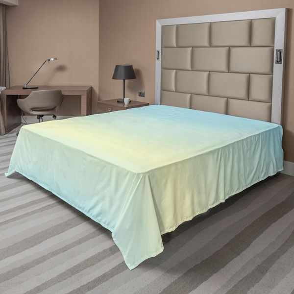 Abakuhaus Lenzuolo Teal, Disegno Astratto Sfocato Al Centro, Elementi Color Cielo Blu Come Opera D'arte, Lenzuolo Morbido E Confortevole Per Un Letto Decorativo, 1 Pezzo, 244 Cm X 205 Cm, Azzurro-image