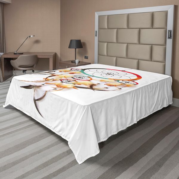 Abakuhaus Lenzuolo Tribale, Stile Etnico Retrò Bohemian Dreamcatcher Immagine Cultura Indigena Piuma, Morbido E Confortevole Lenzuolo Superiore Per Un Letto Decorativo 1 Pezzo 275 Cm X 260 Cm, Multicolore-image