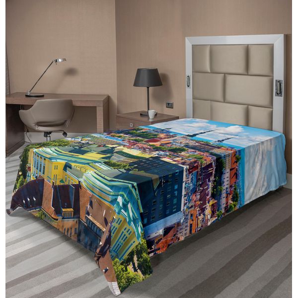 Abakuhaus Lenzuolo Europeo, Tallinn Estonia Antica Cattedrale Europea Architettura Stampa Vista Panoramica, Morbido E Confortevole Lenzuolo Superiore Per Un Letto Decorativo 1 Pezzo 190 Cm X 100 Cm, Multicolore-image
